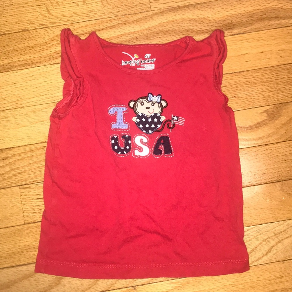 Jumping Beans 4T Girls I ❤️ USA patriotic shirt